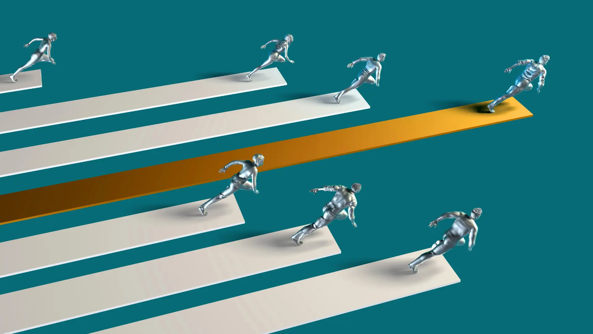 Figurines en pleine course à pied symbolisant la performance et la compétition