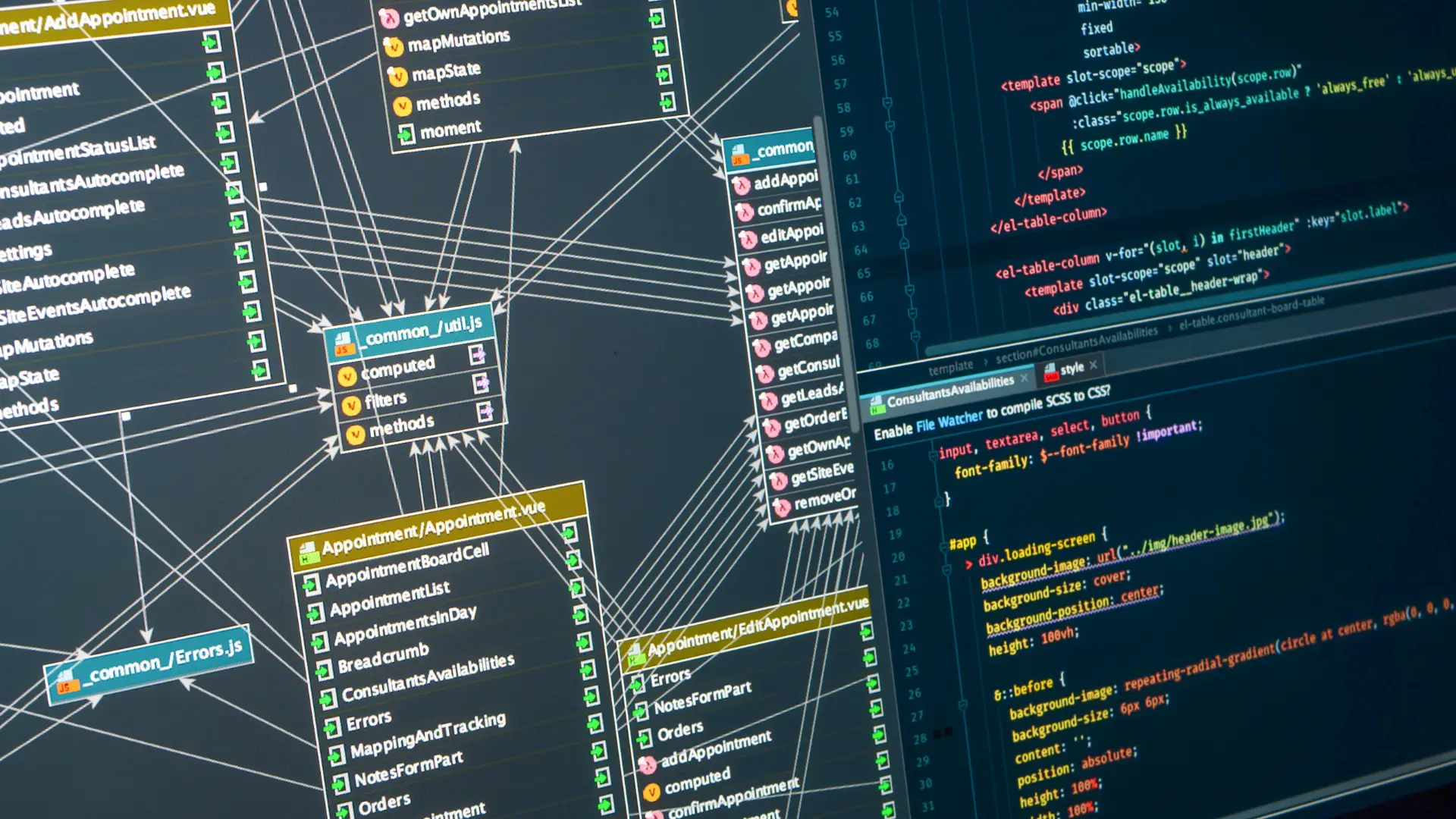 Computer screen displaying lines of code symbolizing custom website development