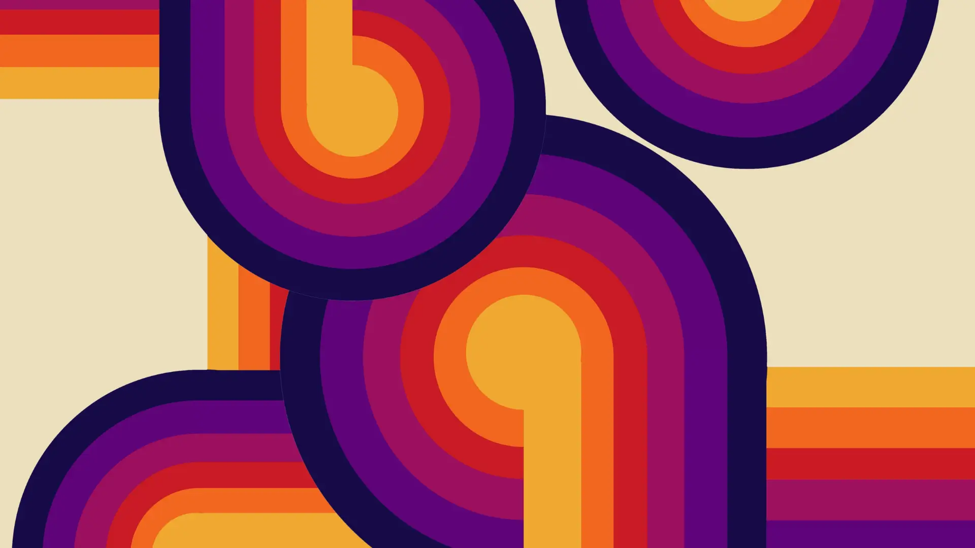 Colorful round shapes arranged on a beige background, abstract illustration